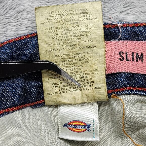 Vintage Y2K Dickies Jeans Womens 4 Blue Low Rise Slim Fit Bootcut Flare Leg - Picture 9 of 15